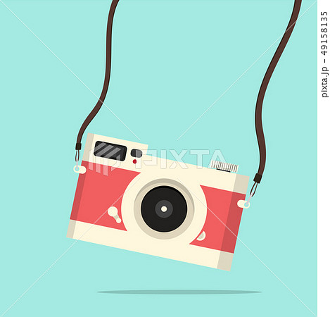 red vintage camera hanging Flat style 49158135