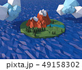 Beautiful island with clouds. Low poly 3D render. 49158302