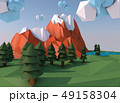 Beautiful island with clouds. Low poly 3D render. 49158304