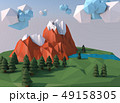 Beautiful island with clouds. Low poly 3D render. 49158305