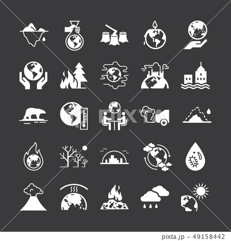 Set of vector icons on the theme of ecology, global warming and ecology problems of our planet. 49158442