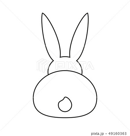 Line art black and white bunny back Line art black and white bunny back 49160363