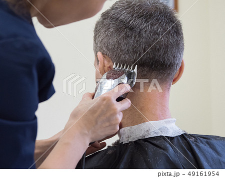 Haircut machine. Man clipping machine in salon. Haircut machine. Man clipping machine in salon. 49161954