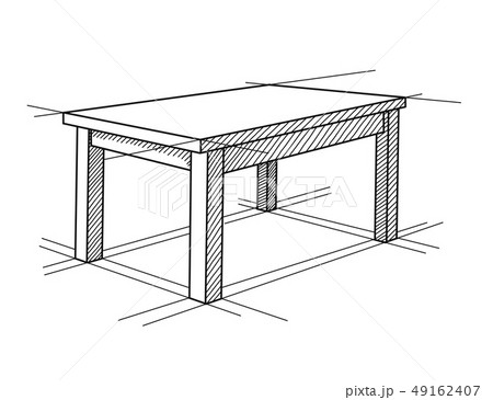 Realistic sketch of the table in perspective.  49162407