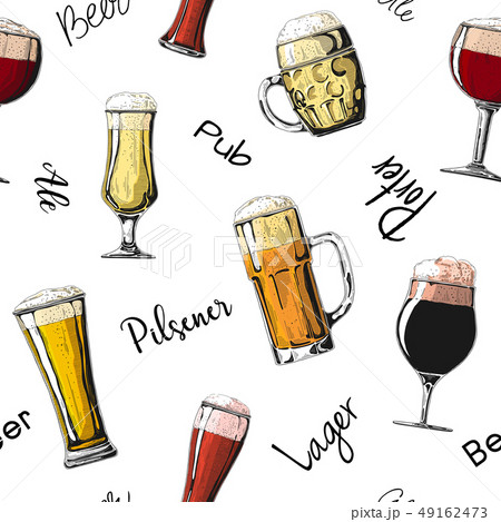 Seamless pattern with different glasses with beer, 49162473