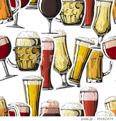 Seamless pattern with different glasses with beer, 49162474