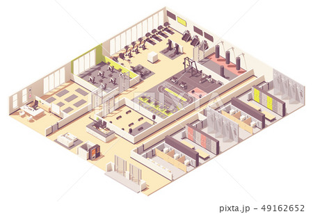 Vector isometric fitness club or gym interior 49162652