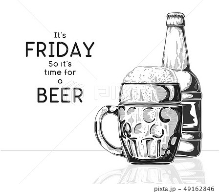 Bottle of beer. Glass with beer. 49162846