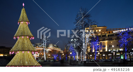 New Year holidays illumination in Moscow, Russia New Year holidays illumination in Moscow, Russia 49163216
