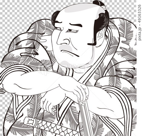 浮世絵 歌舞伎役者 その30 白黒のイラスト素材