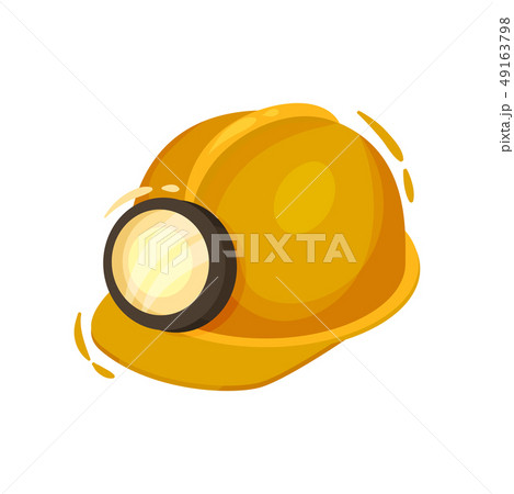 Miner helmet with flashlight on white background. 49163798