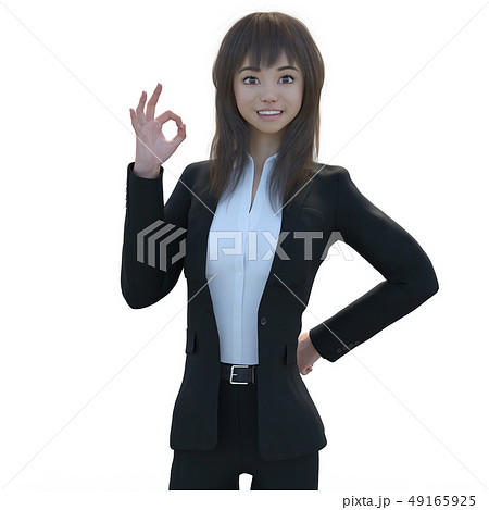 ビジネススーツの女性 パンツルック perming3DCGイラスト素材 ビジネススーツの女性 パンツルック perming3DCGイラスト素材 49165925
