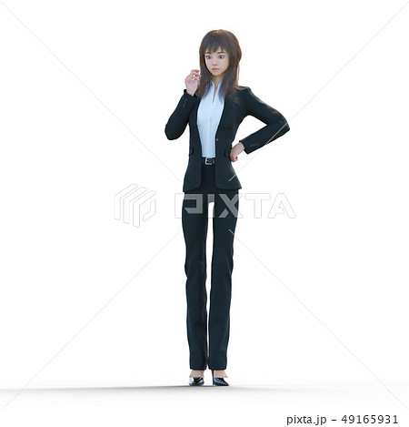 ビジネススーツの女性　パンツルック　perming3DCGイラスト素材 49165931