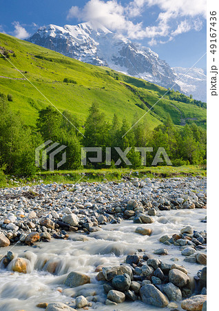 Summer landscape with a mountain river Summer landscape with a mountain river 49167436