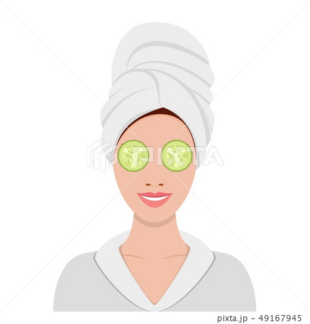 woman with mask of cucumber on her eyes 49167945