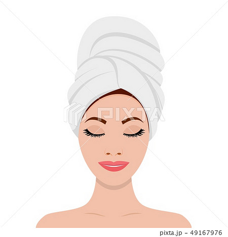 Woman with a towel on her head 49167976