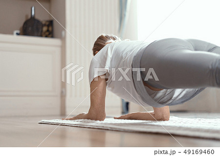 Yoga Classes at Home Beautiful Women Over 50 Years. 49169460