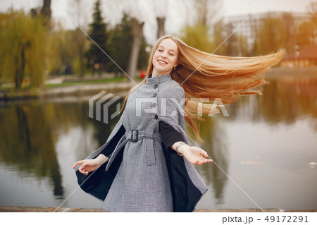 cute girl in a autumn 49172291