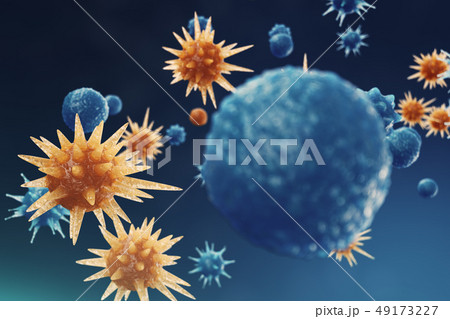 3D illustration Virus backgorund. Viruses influenza, hepatitis, AIDS, E. coli, colon bacillus 3D illustration Virus backgorund. Viruses influenza, hepatitis, AIDS, E. coli, colon bacillus 49173227