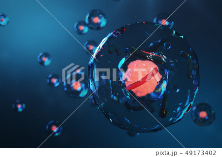Cell of a living organism, scientific concept. Illustration on a blue background. The structure of 49173402
