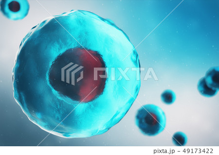 Cell of a living organism, scientific concept. Illustration on a blue background. The structure of Cell of a living organism, scientific concept. Illustration on a blue background. The structure of 49173422