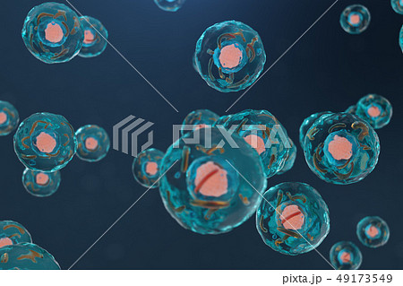 3D illustration cell of a living organism, scientific concept. Illustration on a blue background 3D illustration cell of a living organism, scientific concept. Illustration on a blue background 49173549