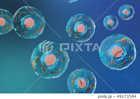 3D illustration cell of a living organism, scientific concept. Illustration on a blue background 3D illustration cell of a living organism, scientific concept. Illustration on a blue background 49173564