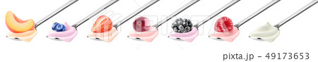 Isolated fruit yogurt spoons collection 49173653