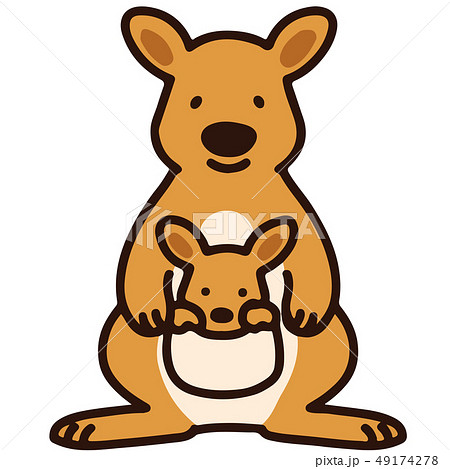 Simple And Cute Kangaroo Parent And Child Stock Illustration
