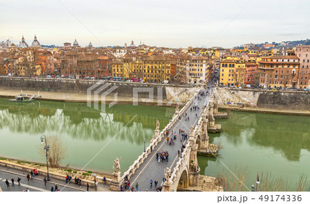 Bridge of Hadrian famous bridge in Rome, Italy Bridge of Hadrian famous bridge in Rome, Italy 49174336