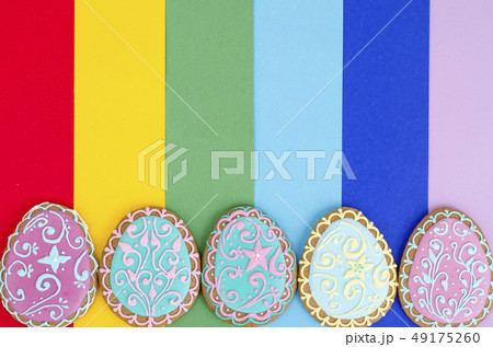Creative layout, Easter homemade cakes on bright Creative layout, Easter homemade cakes on bright 49175260