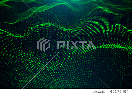 Data technology, abstract global network. Wave of particles. Abstract background, wavy surface Data technology, abstract global network. Wave of particles. Abstract background, wavy surface 49175494