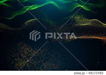 Data technology, abstract global network. Wave of particles. Abstract background, wavy surface Data technology, abstract global network. Wave of particles. Abstract background, wavy surface 49175495