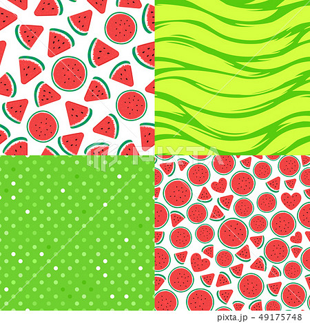 Set Seamless pattern Watermelon pieces 49175748