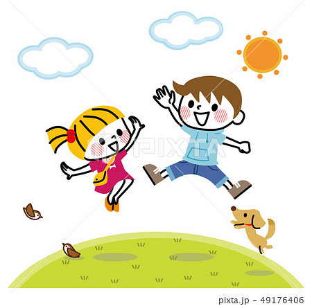 子供　元気　ジャンプ 49176406