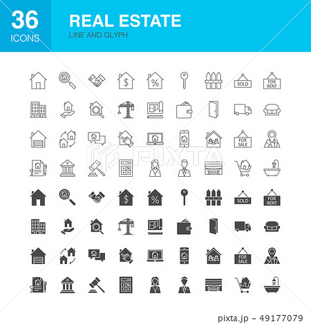 Real Estate Line Web Glyph Icons 49177079