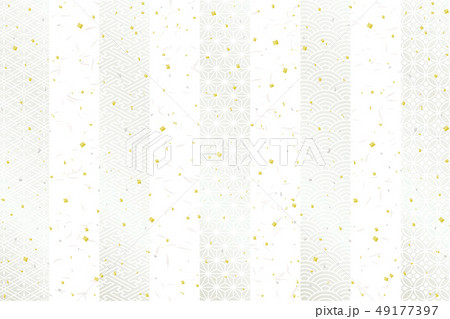 純白　和風背景　伝統文様入り 49177397