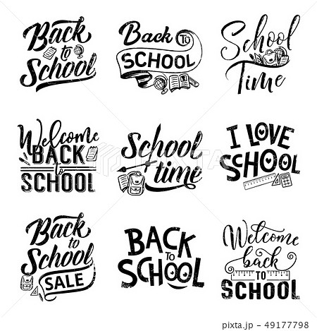 Back to school lettering with student supples Back to school lettering with student supples 49177798