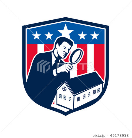 American School Inspector  USA Flag Icon Retro 49178958