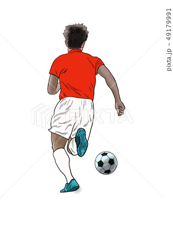 サッカー選手 ボールを追いかけるのイラスト素材