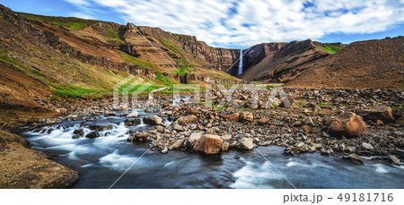 Beautiful Hengifoss Waterfall in Eastern Iceland. 49181716