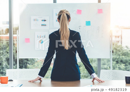 Businesswoman leader planning project in office. Businesswoman leader planning project in office. 49182319