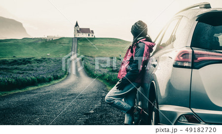 Road trip vacation travel by car in Iceland. Road trip vacation travel by car in Iceland. 49182720