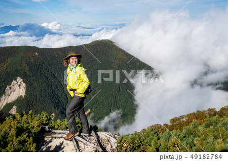 Hiker do trekking activity on mountain in Japan. 49182784