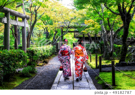 Traveler in Japanese Garden, Kyoto, Japan Traveler in Japanese Garden, Kyoto, Japan 49182787