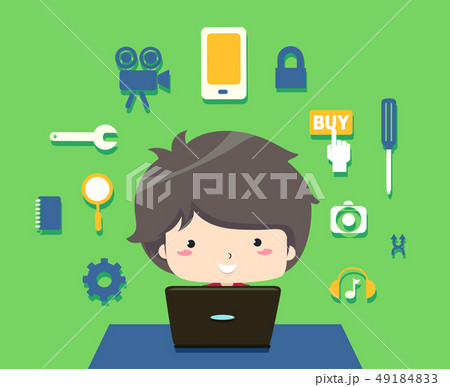Kid Boy App Development Illustration 49184833