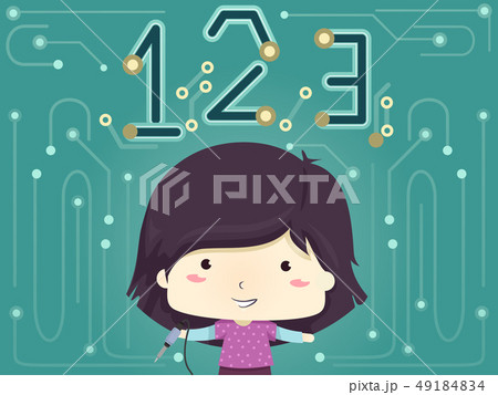 Kid Girl Soldering Iron 123 Illustration Kid Girl Soldering Iron 123 Illustration 49184834