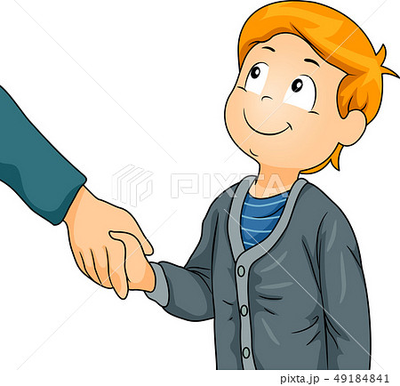 Kid Boy Greet Shake Hands Illustrationのイラスト素材