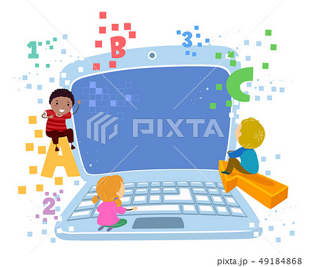 Stickman Kids Laptop 123 Illustration Stickman Kids Laptop 123 Illustration 49184868
