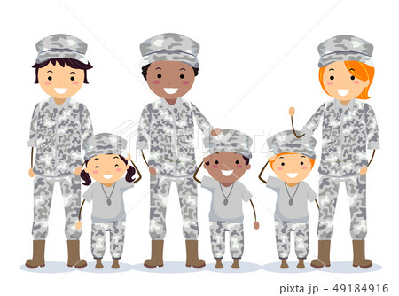 Stickman Family Military Army Brats Illustration Stickman Family Military Army Brats Illustration 49184916